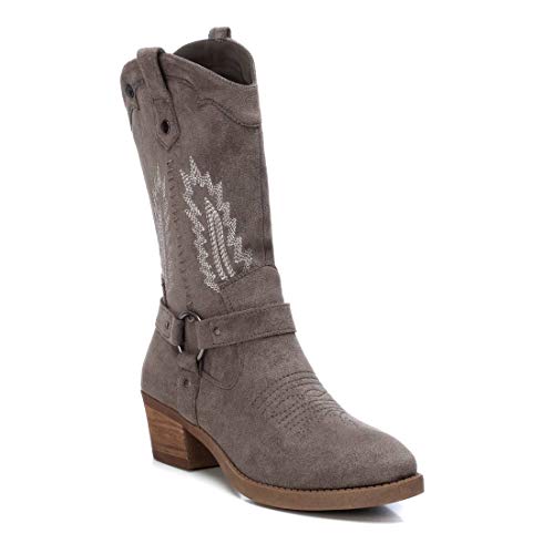 XTI - Bota Alta de Mujer Tipo campera - Cierre con Cremallera - Taupe - 40 EU