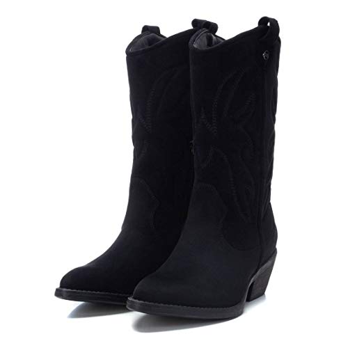 XTI - Bota Plana de Mujer campera - Cierre con Cremallera - Negro - 38 EU