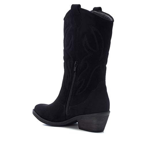 XTI - Bota Plana de Mujer campera - Cierre con Cremallera - Negro - 38 EU