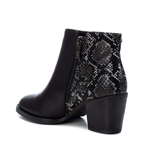XTI - Botín Campera con Tacón Bajo para Mujer - Color Negro