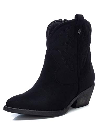 XTI - Botín Campera de Tela para Mujer - Color Negro