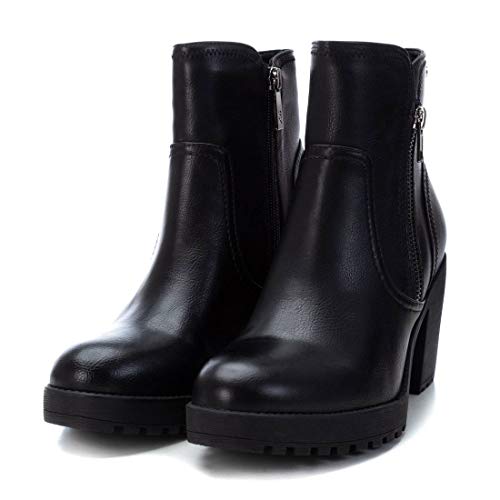 XTI - Botín Casual con Tacón para Mujer - Cierre con Cremallera - Color Negro