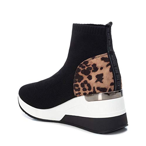 XTI - Botín Casual de Tela con Tacón Bajo para Mujer - Color Negro, Talla 36 EU