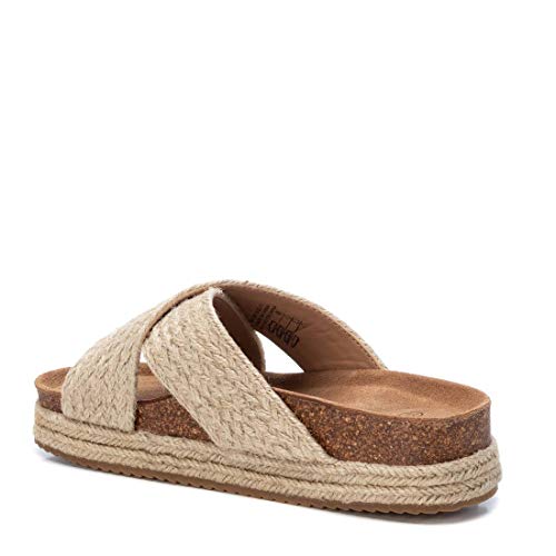 XTI - Sandalia de Plataforma para Mujer - Sandalia con Tira - Tacón 4 cm - Color Beige - Talla 39