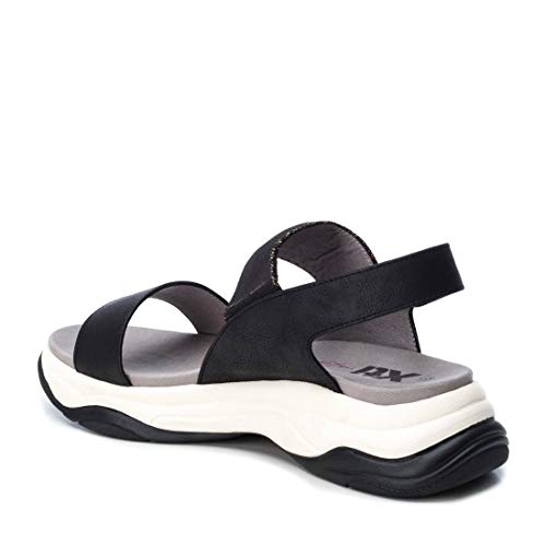 XTI - Sandalia para Mujer - Sandalia con Cierre de Hebilla - Tacón 4 cm - Color Negro - Talla 41