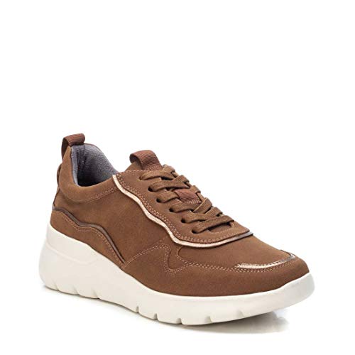XTI - Zapatilla para Mujer - Cierre con Cordones - Color Camel - Talla 40