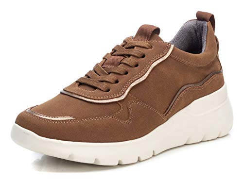 XTI - Zapatilla para Mujer - Cierre con Cordones - Color Camel - Talla 40