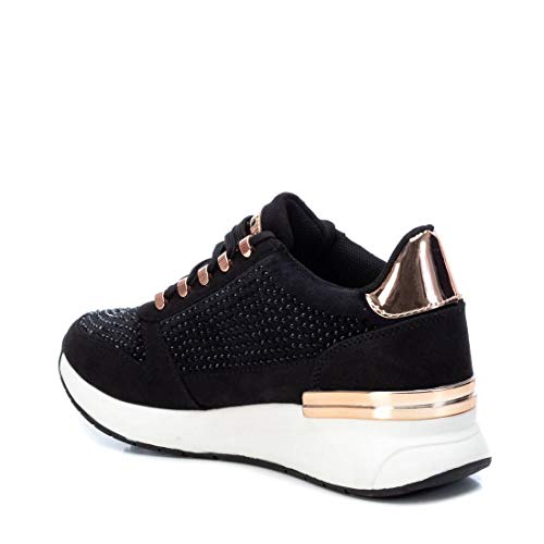 XTI - Zapatilla para Mujer - Cierre con Cordones - Color Negro - Talla 37