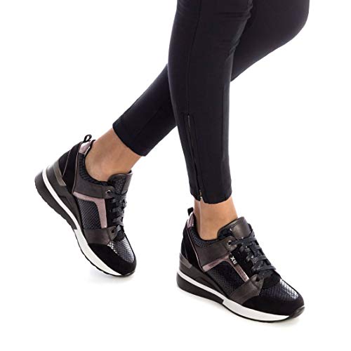 XTI - Zapatilla para Mujer - Cierre con Cordones - Color Negro - Talla 40