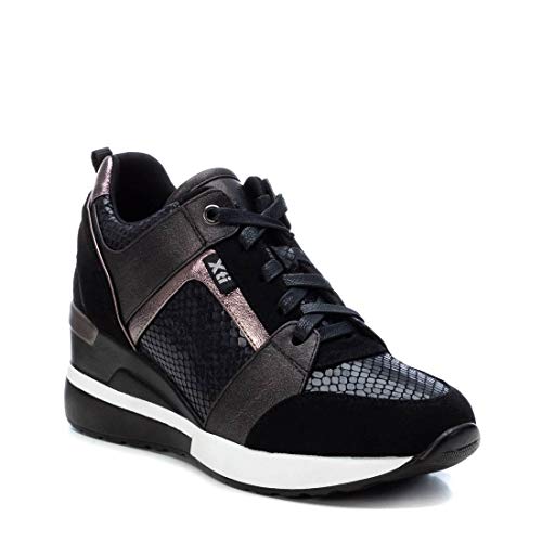 XTI - Zapatilla para Mujer - Cierre con Cordones - Color Negro - Talla 40