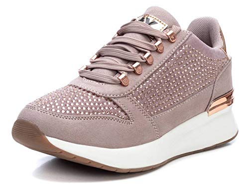 XTI - Zapatilla para Mujer - Cierre con Cordones - Color Nude - Talla 38
