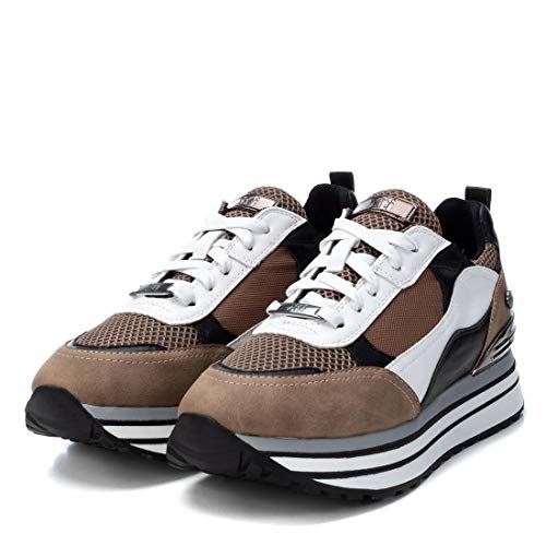 XTI - Zapatilla para Mujer - Cierre con Cordones - Color Taupe - Talla 37