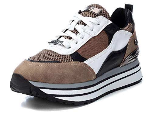 XTI - Zapatilla para Mujer - Cierre con Cordones - Color Taupe - Talla 37