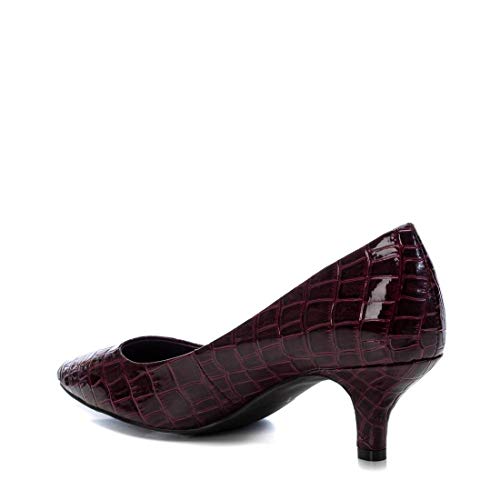 XTI - Zapato de salón con Suela de Goma para Mujer - Tacón Fino 6cm - Burdeos - 39 EU