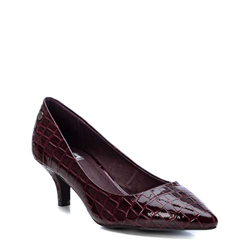 XTI - Zapato de salón con Suela de Goma para Mujer - Tacón Fino 6cm - Burdeos - 40 EU