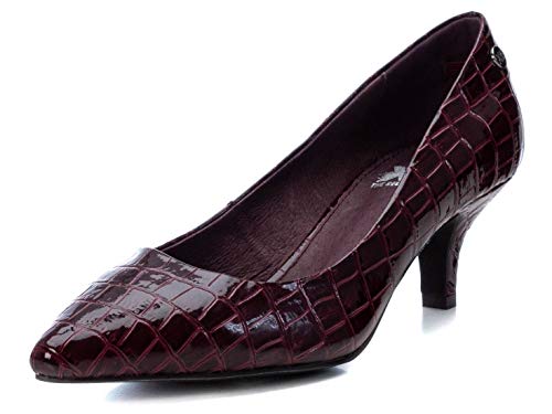 XTI - Zapato de salón con Suela de Goma para Mujer - Tacón Fino 6cm - Burdeos - 40 EU