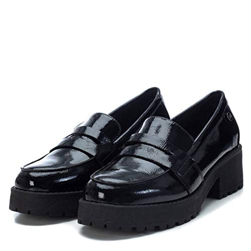 XTI - Zapato mocasín para Mujer - Tacón Cuadrado - Negro - 37 EU