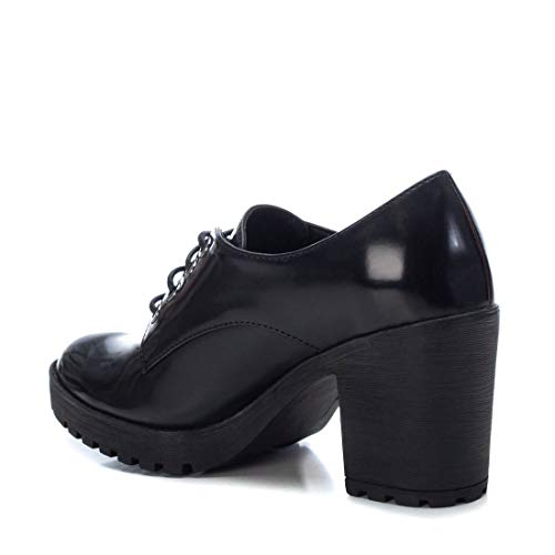XTI - Zapato Oxford para Mujer - Cierre con Cordones - Negro - 38 EU