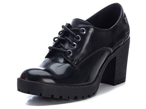 XTI - Zapato Oxford para Mujer - Cierre con Cordones - Negro - 38 EU