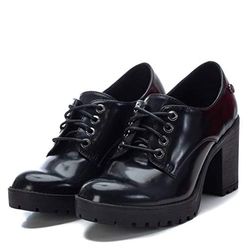 XTI - Zapato Oxford para Mujer - Cierre con Cordones - Negro - 41 EU
