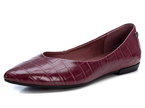 XTI - Zapato Tipo Bailarina para Mujer - Suela de Goma - Burdeos - 37 EU