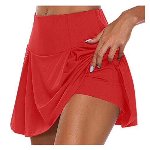 YANFANG Pantalones Cortos de Bicicleta de Deslizamiento básicos para Mujer, Culotte Leggings de Entrenamiento de compresión Pantalones Cortos de Yoga Capris, S,Red