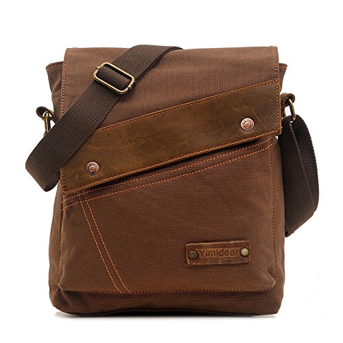 Yimidear® Hombres y Mujeres Estudiantes Multifunción Ocio Retro Lona de Vendimia Bolso de Hombro Inclinado Bolso de Hombro Viaje de Mensajero Maletín Portátil Cartera(café)
