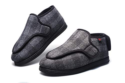 YISHIO Los Zapatos ortopédicos for Las Mujeres Invierno británico a Cuadros Fascitis Plantar hinchados pies se abrieron Zapatillas de Espuma Memoria diabética cómodo Rip Cinta Deporte Hallux valgus