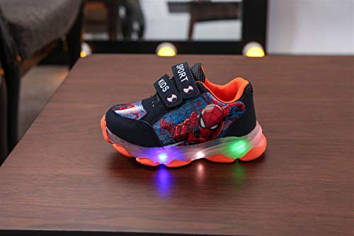 YISHIO Niños Spiderman led Light up Running Primavera Verano Calzado Deportivo niños pequeños bebés niñas Slip on Luminosas Zapatillas de Deporte con Brillo Intermitente Zapatos para