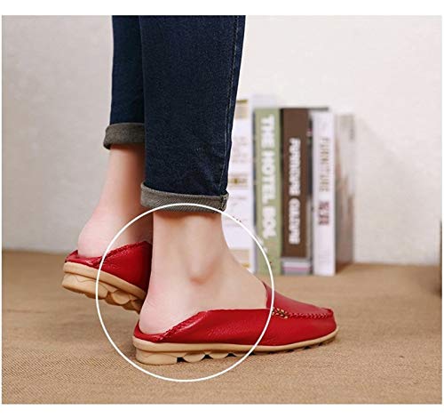 YISHIO Pisos Mujeres resbalón en los Holgazanes de la señora de los Zapatos de Cuero Genuino Enfermera Plano de los Zapatos Mocasines Mujer Casual (Color : Yelllow, Talla : 42)