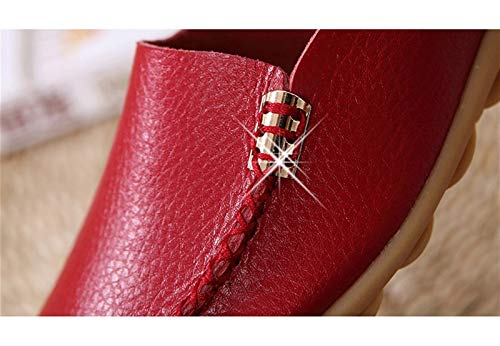 YISHIO Pisos Mujeres resbalón en los Holgazanes de la señora de los Zapatos de Cuero Genuino Enfermera Plano de los Zapatos Mocasines Mujer Casual (Color : Yelllow, Talla : 42)