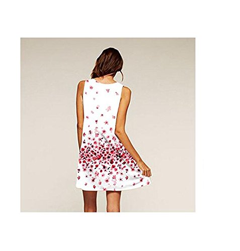 Yiyada Mujeres Túnica casual sin mangas de la impresión floral de la vendimia atractiva mini A - alinee los vestidos de partido Beachwear del bikiní de la playa (M, 09)