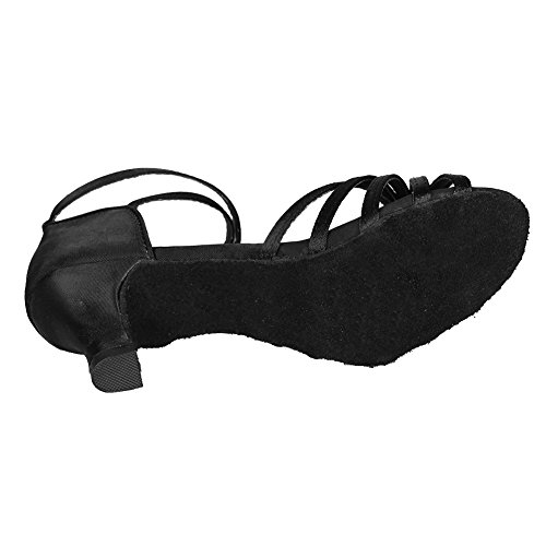 YKXLM Mujeres&Niña Zapatos latinos de baile Zapatillas de baile de salón Salsa Performance Calzado de Danza,ES217-5,Negro color,EU 35