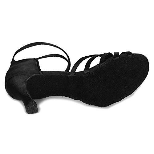 YKXLM Mujeres&Niña Zapatos latinos de baile Zapatillas de baile de salón Salsa Performance Calzado de Danza,ES217-7,Negro color,EU 37.5