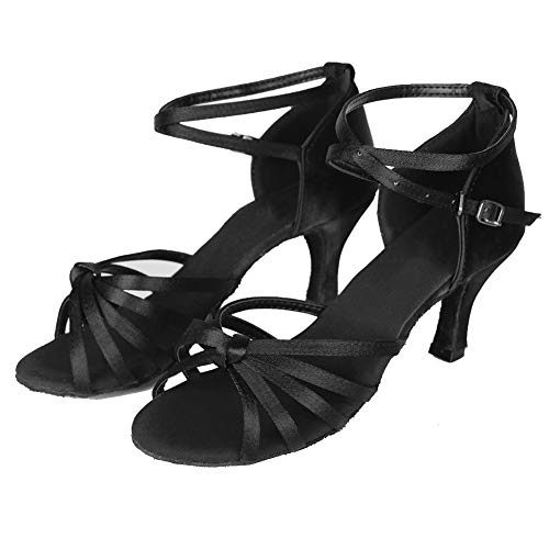 YKXLM Mujeres&Niña Zapatos latinos de baile Zapatillas de baile de salón Salsa Performance Calzado de Danza,ES217-7,Negro color,EU 38