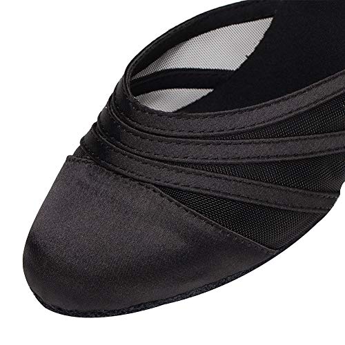YKXLM Mujeres&Niña Zapatos Latinos de Baile Zapatillas de Baile de salón Salsa Performance Calzado de Danza,ESYCL117-5,Negro Color,EU 39
