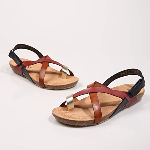 Yokono Ibiza 718 Multi Burdeos, Sandalia Plana para Mujer, 40
