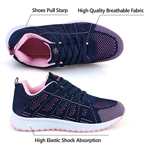 Youecci Zapatillas de Deportivos de Running para Mujer Deportivo de Exterior Interior Gimnasia Ligero Sneakers Fitness Atlético Caminar Zapatos Transpirable Azul 36 EU
