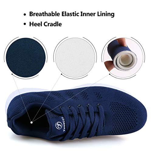 Youecci Zapatillas de Deportivos de Running para Mujer Deportivo de Exterior Interior Gimnasia Ligero Sneakers Fitness Atlético Caminar Zapatos Transpirable Azul Marino 36 EU