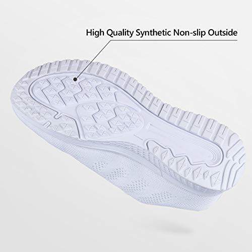Youecci Zapatillas de Deportivos de Running para Mujer Deportivo de Exterior Interior Gimnasia Ligero Sneakers Fitness Atlético Caminar Zapatos Transpirable Blanco 40 EU