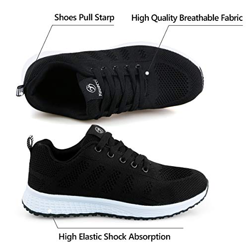 Youecci Zapatillas de Deportivos de Running para Mujer Deportivo de Exterior Interior Gimnasia Ligero Sneakers Fitness Atlético Caminar Zapatos Transpirable Negro 35 EU