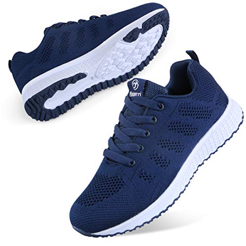 Youecci Zapatillas de Deportivos de Running para Mujer Deportivo de Exterior Interior Gimnasia Ligero Sneakers Fitness Atlético Caminar Zapatos Transpirable Azul Marino 37 EU