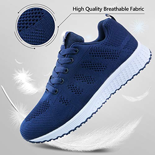 Youecci Zapatillas de Deportivos de Running para Mujer Deportivo de Exterior Interior Gimnasia Ligero Sneakers Fitness Atlético Caminar Zapatos Transpirable Azul Marino 38 EU