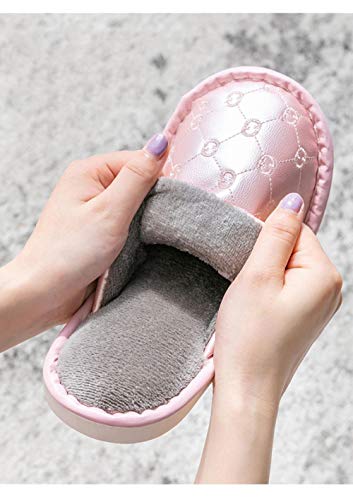 ypyrhh Cozy Memory Foam House Zapatillas para hombres, zapatos de algodón para parejas, zapatillas antideslizantes impermeables - Pink_40-41, Memory Foam House Slipper
