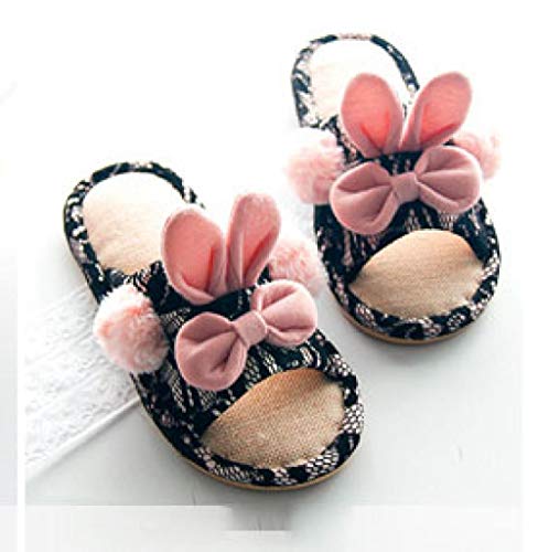 ypyrhh Zapatillas de casa cómodas de punto, zapatillas de lino para el hogar, zapatillas de plataforma antideslizantes-negro_40/41, zapatos antideslizantes con forro polar con forro polar