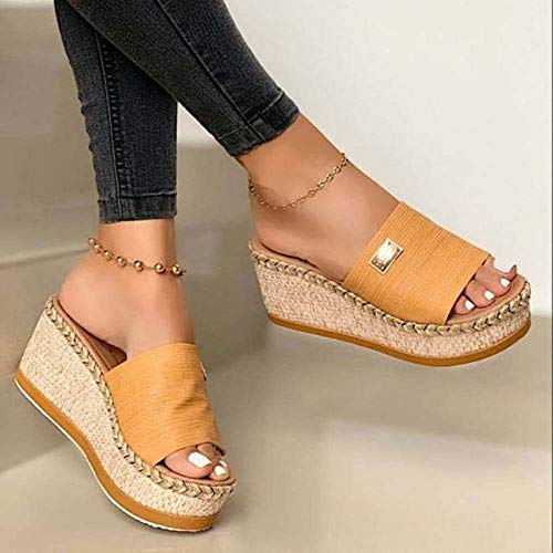 ypyrhh Zapatos para casa con Punta Abierta de Secado rápido,Zapatos de Mujer con Plataforma de bizcocho,Transpirables y cómodos en un Solo Drag-Black_39,Sandalias de cuña Baja con Tiras en la Puntera