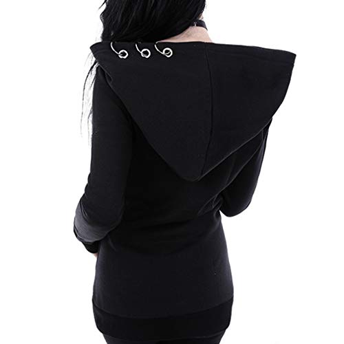 Yuandongxing Sudaderas Góticas Mujer Cráneo Halloween Punk Street Pullover Causal Loose Punk Tallas Grandes Sudaderas con Capucha