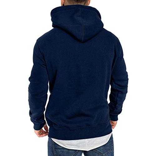 Yvelands ¡Oferta Barata Sudaderas con Capucha para Hombre Cosy Sport Outwear Sudadera con Cremallera Completa Ecosmart Hoodie Casual Sweatshirt Top Blouse ¡Caliente!(Azul Marino,L)