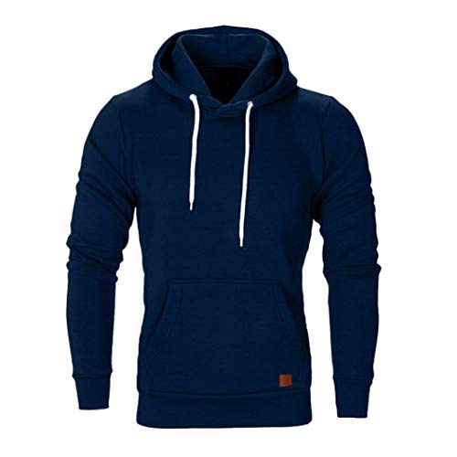 Yvelands ¡Oferta Barata Sudaderas con Capucha para Hombre Cosy Sport Outwear Sudadera con Cremallera Completa Ecosmart Hoodie Casual Sweatshirt Top Blouse ¡Caliente!(Azul Marino,L)