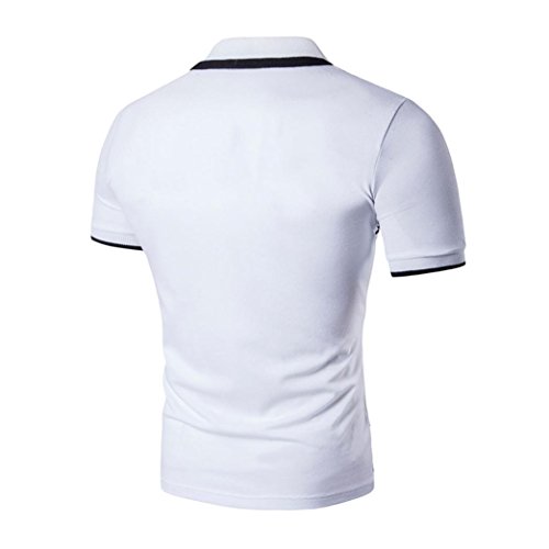 Yvelands Solapa de Negocios Hombres Sola Camiseta de Manga Corta de los Deportes Casuales Camisetas Tops, Liquidación Barato! (Blanco, M)